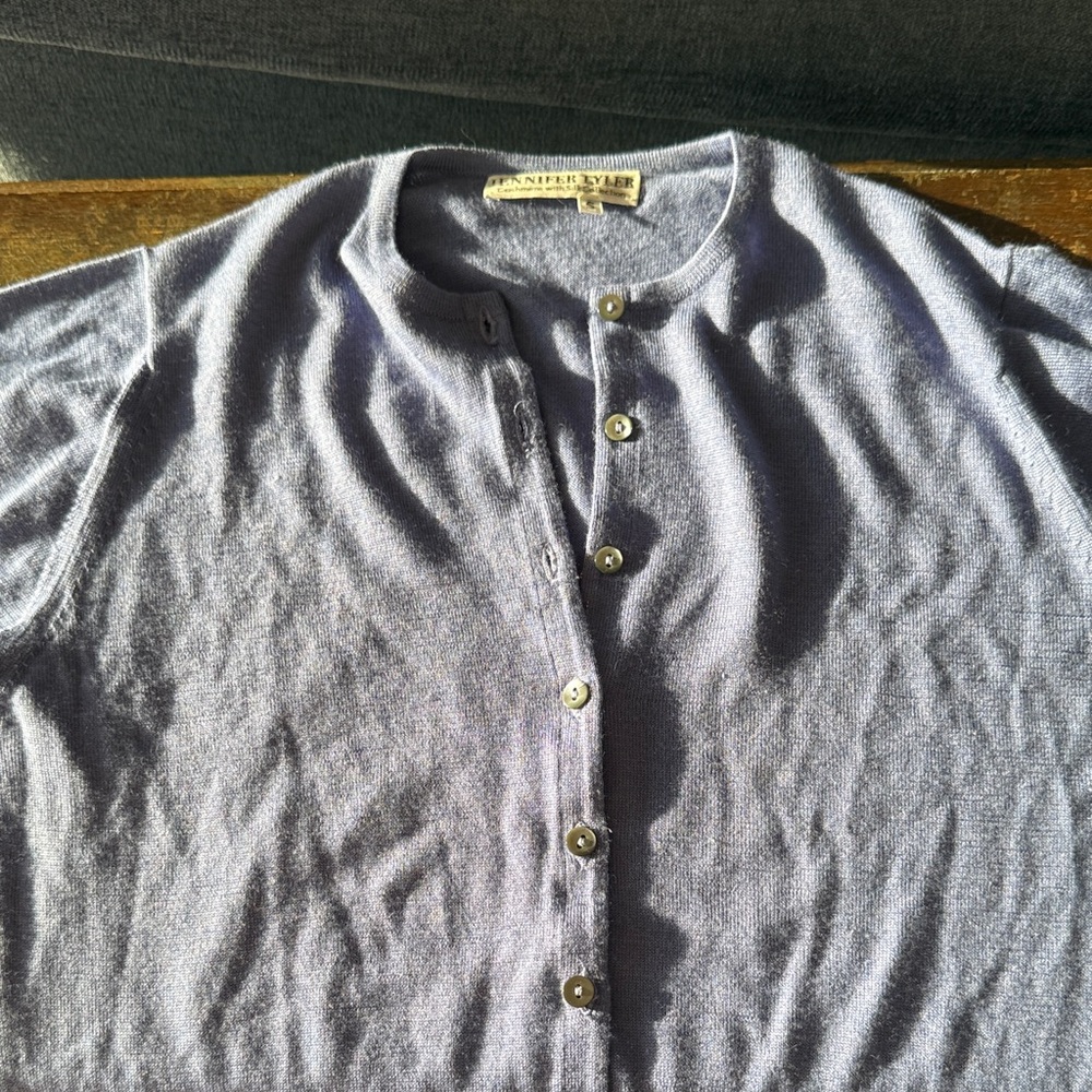 Size Small silk and cashmere button-down blue cardigan